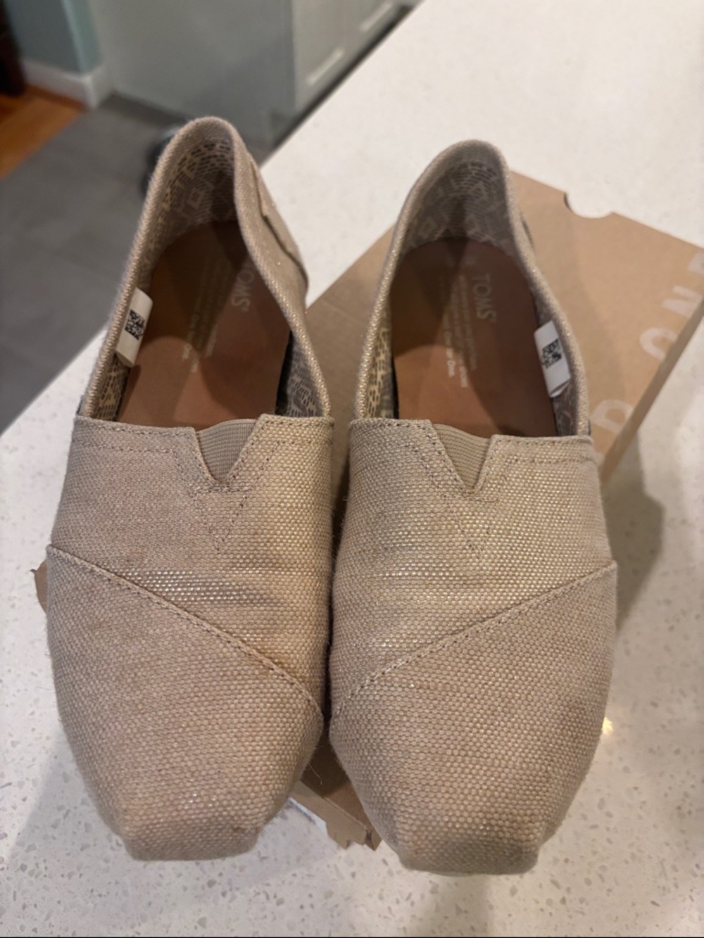 Toms Beige Canvas Slip-On Espadrilles